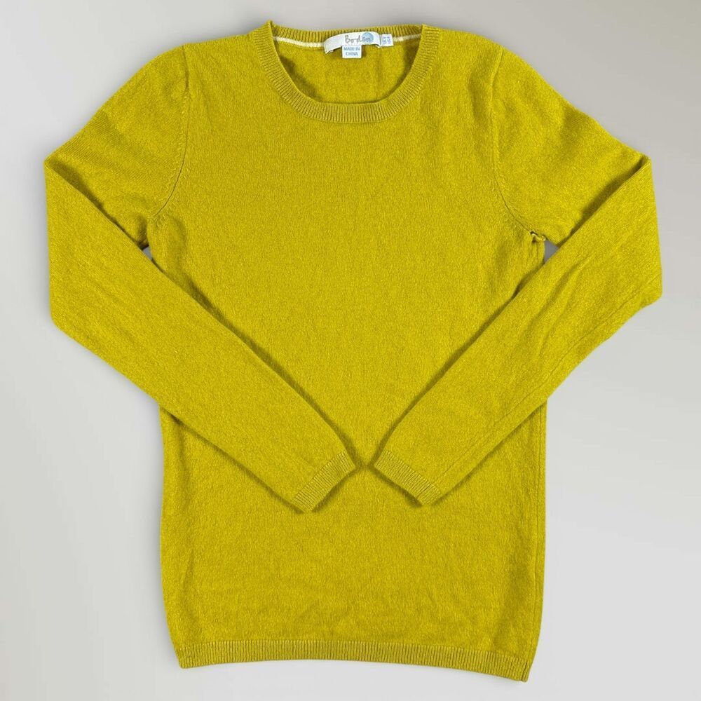 Boden Womens Sweater Yellow 100% Cashmere Cottage Preppy Soft Lightweight Size 4